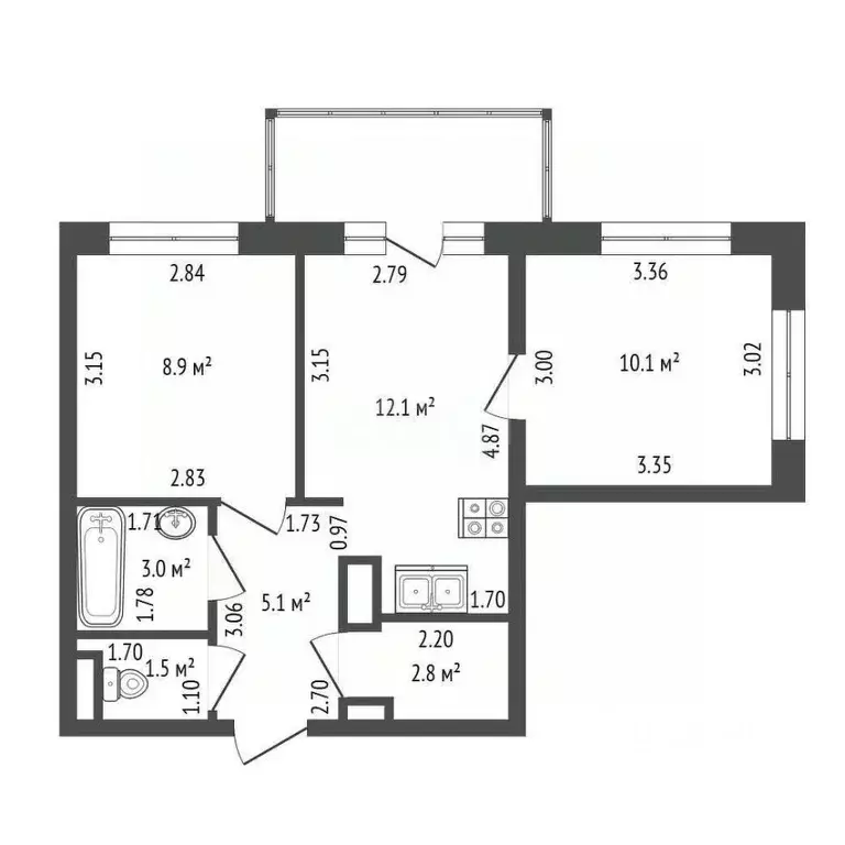 2-к кв. Санкт-Петербург Благодатная ул., 50 (44.0 м) - Фото 2
