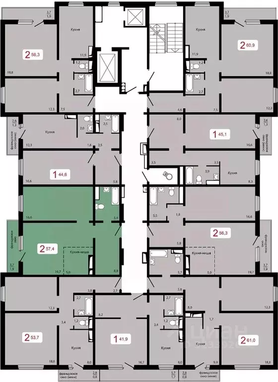2-к кв. Красноярский край, Красноярск Аральская ул., 41 (57.4 м) - Фото 1