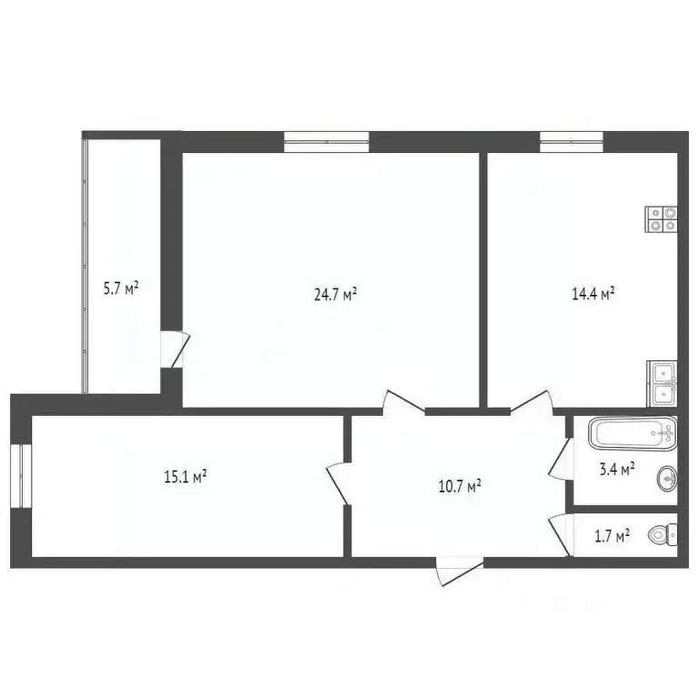 2-к кв. Ростовская область, Ростов-на-Дону Извилистая ул., 13/2 (69.0 ... - Фото 1