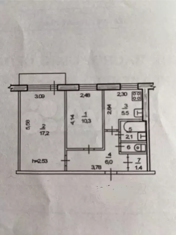 2-к. квартира, 43,6 м, 2/5 эт. - Фото 0