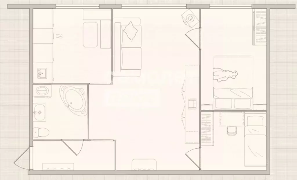 2-к кв. Омская область, Омск Спортивный проезд, 2 (43.1 м) - Фото 2
