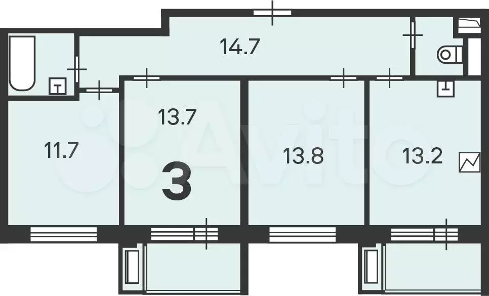 Аукцион: 3-к. квартира, 72,3 м, 2/27 эт. - Фото 0