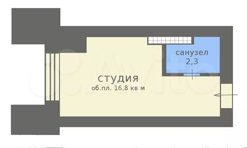 Квартира-студия, 17 м, 1/6 эт. - Фото 0