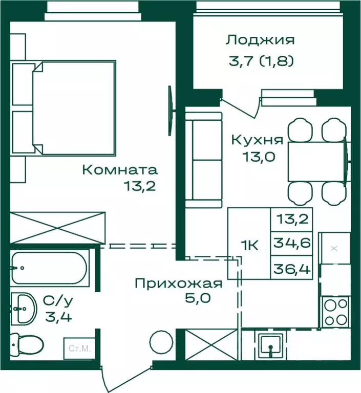 1-к кв. Алтай, Майминский район, с. Майма  (36.4 м) - Фото 0