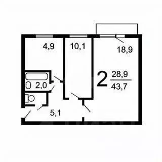 2-к кв. Москва Нагорный бул., 5К2 (43.2 м) - Фото 2