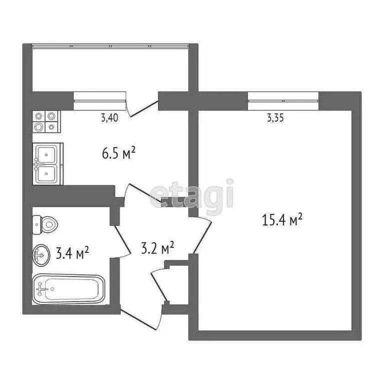 1-комнатная квартира: Усинск, Молодёжная улица, 18 (30.8 м) - Фото 0