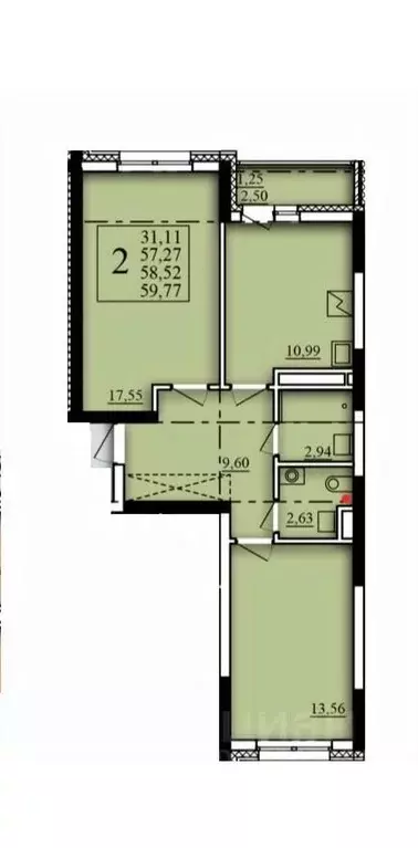 2-к кв. Башкортостан, Уфа Затон-Восточный жилрайон, Паруса жилой ... - Фото 1