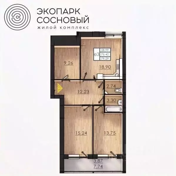 2-к кв. Пермский край, Пермь ул. Борцов Революции, 1А (75.5 м) - Фото 0