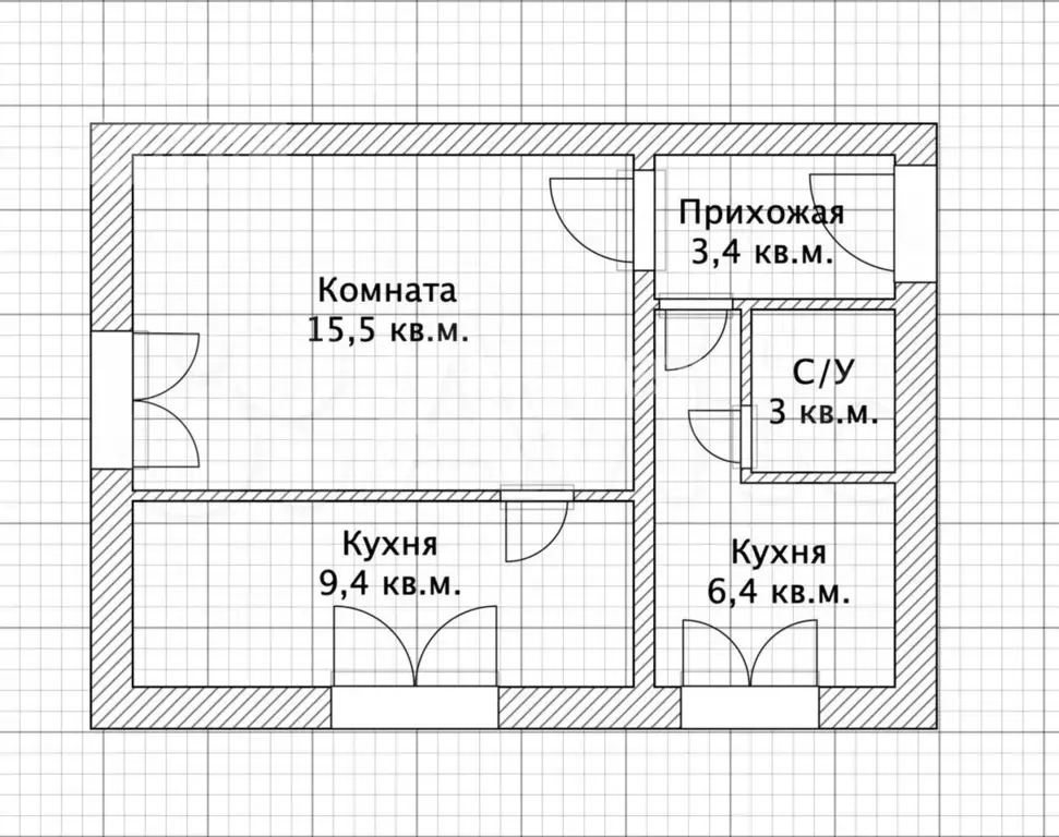 2-к. квартира, 36,4 м, 2/2 эт. - Фото 0