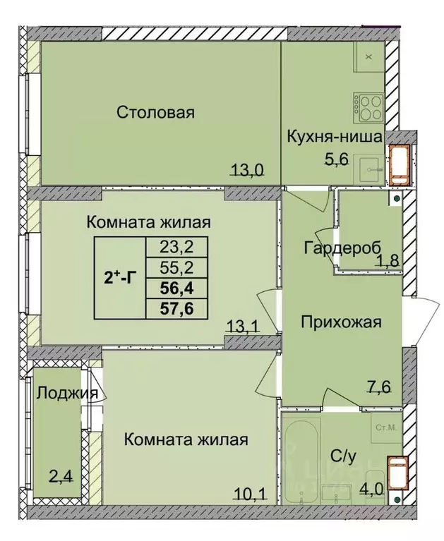 2-к кв. Нижегородская область, Нижний Новгород 1-я Оранжерейная ул. ... - Фото 0