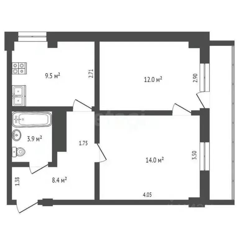2-к кв. Вологодская область, Вологда Козленская ул., 113к1 (55.7 м) - Фото 1