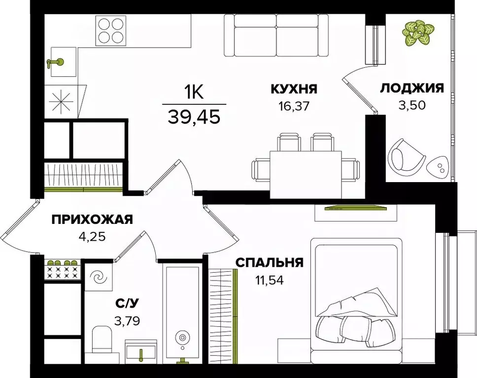 1-к кв. Тульская область, Тула  (39.45 м) - Фото 0