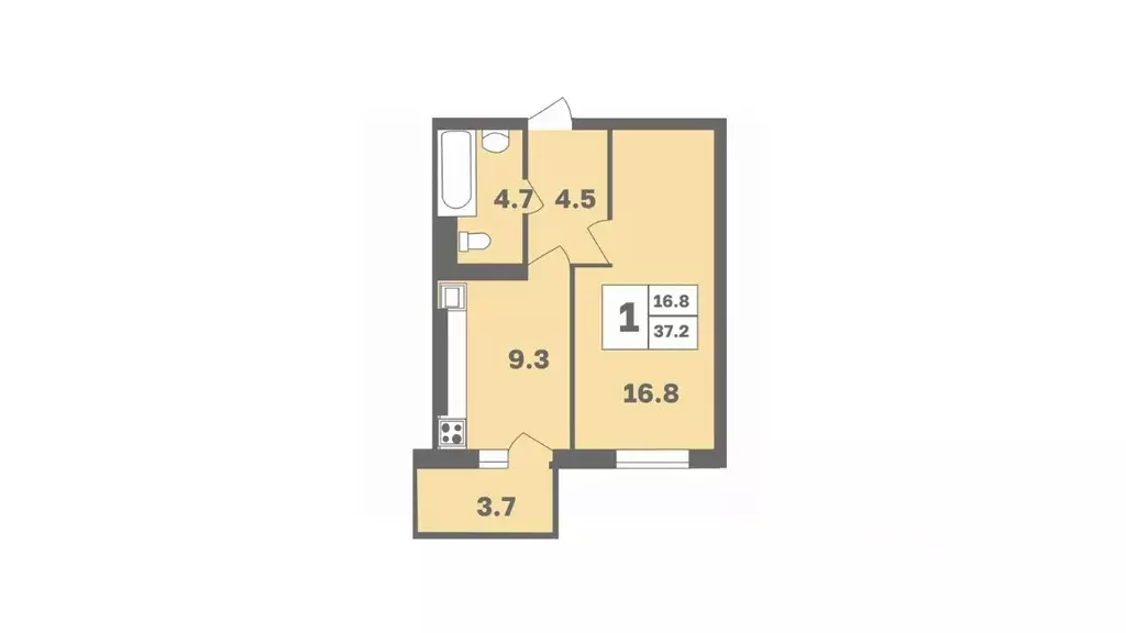 1-к кв. Башкортостан, Уфа Дагестанская ул., лит11 (37.2 м) - Фото 1