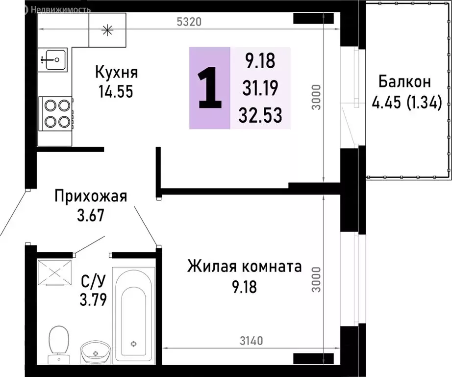 1-комнатная квартира: Краснодарский край, муниципальный округ Анапа, ... - Фото 0