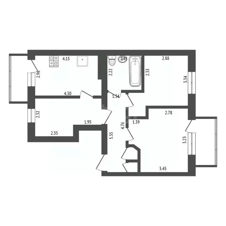 3-к кв. Ростовская область, Аксай Садовая ул., 2 (63.4 м) - Фото 1