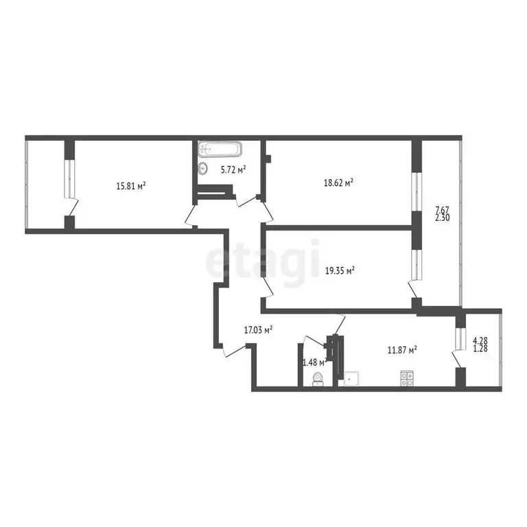 3-комнатная квартира: Омск, улица Перелёта, 19 (94.62 м) - Фото 0