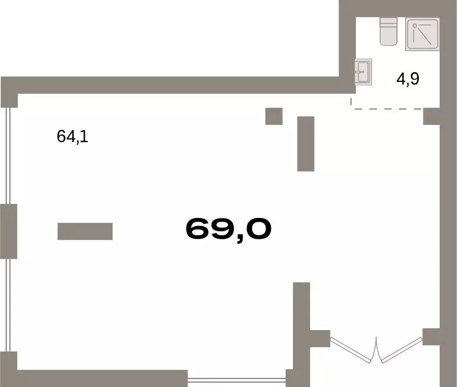 Помещение свободного назначения (69.02 м) - Фото 1