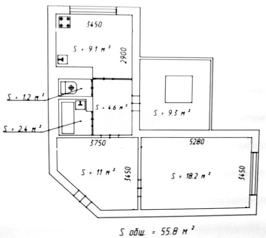 1-комнатная квартира: Тверь, площадь Славы, 1 (48.1 м) - Фото 1