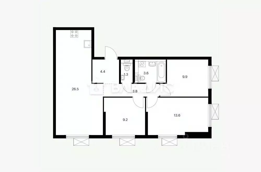 3-к кв. Москва Кавказский бул., 51к2 (72.3 м) - Фото 1