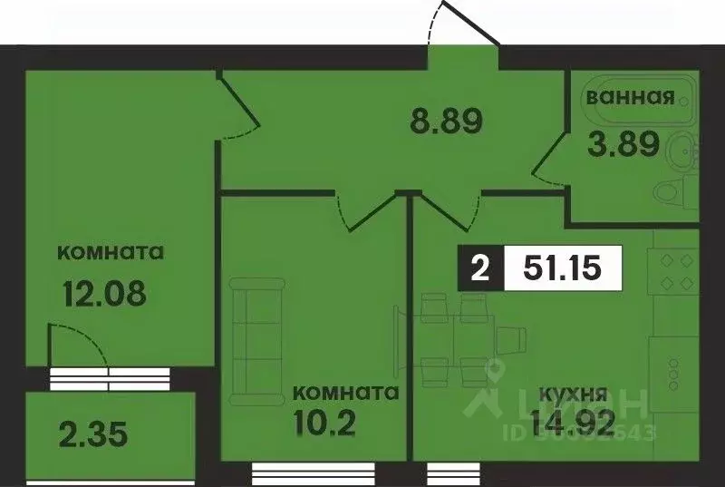 2-к кв. Владимирская область, Муром ул. 1-я Новослободская (51.15 м) - Фото 0