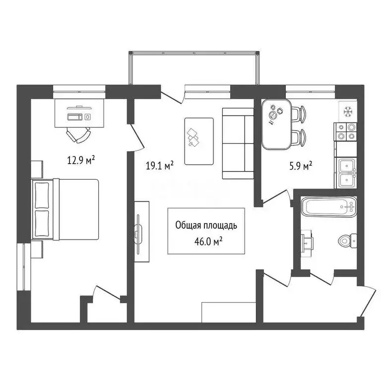 2-комнатная квартира: Бердск, Микрорайон, 7 (46 м) - Фото 1