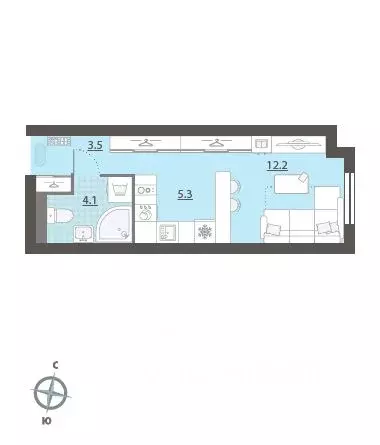 Студия Свердловская область, Екатеринбург Центральный жилрайон, Азина ... - Фото 2