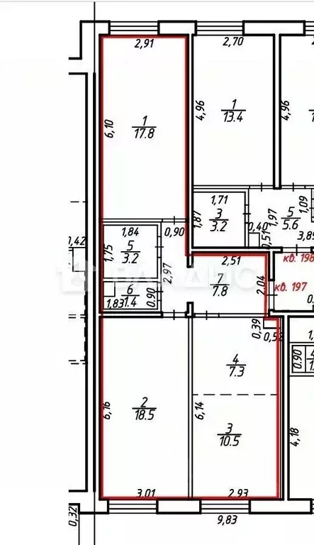 3-к кв. Карелия, Петрозаводск Казарменская ул., 4 (66.5 м) - Фото 2