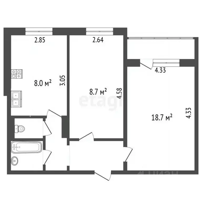 2-к кв. Ямало-Ненецкий АО, Ноябрьск ул. Ленина, 94 (49.5 м) - Фото 2