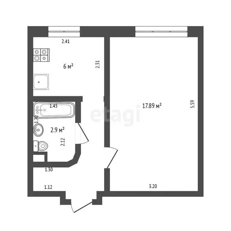 1-комнатная квартира: Севастополь, Брянская улица, 4 (30.5 м) - Фото 0