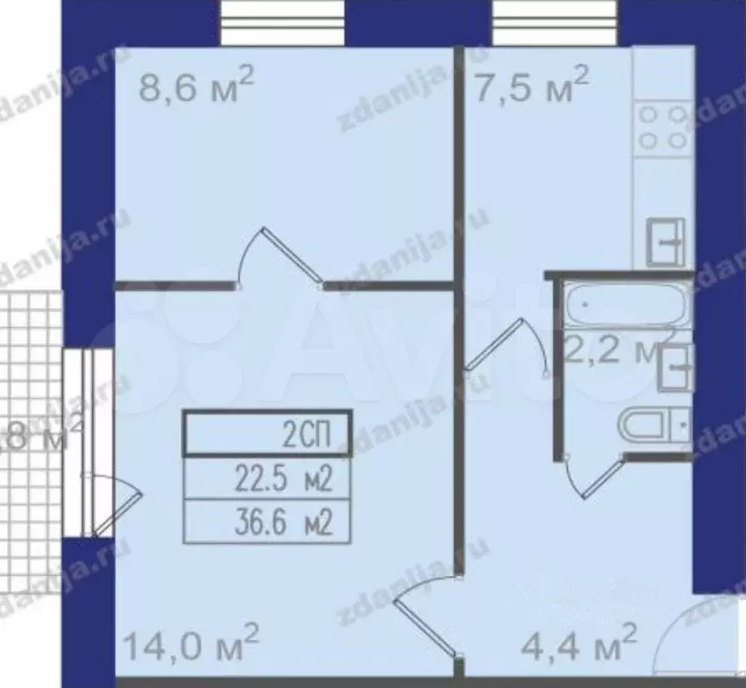 1-к. квартира, 45 м, 3/9 эт. - Фото 0