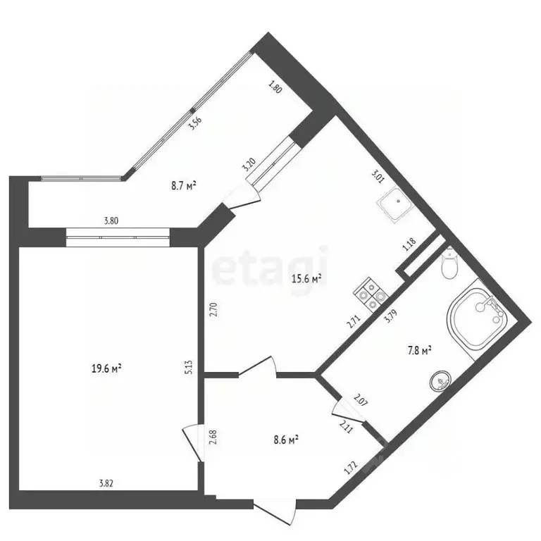 1-к кв. Ханты-Мансийский АО, Нягань 6-й мкр, 3 (51.6 м) - Фото 0