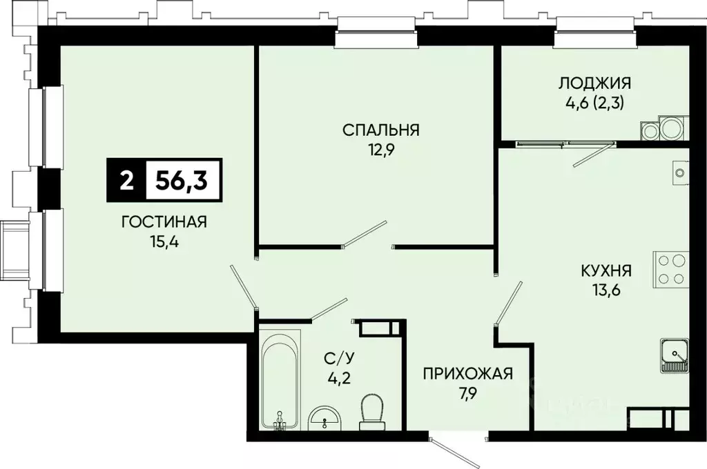 2-к кв. Ставропольский край, Кисловодск городской округ, пос. ... - Фото 0