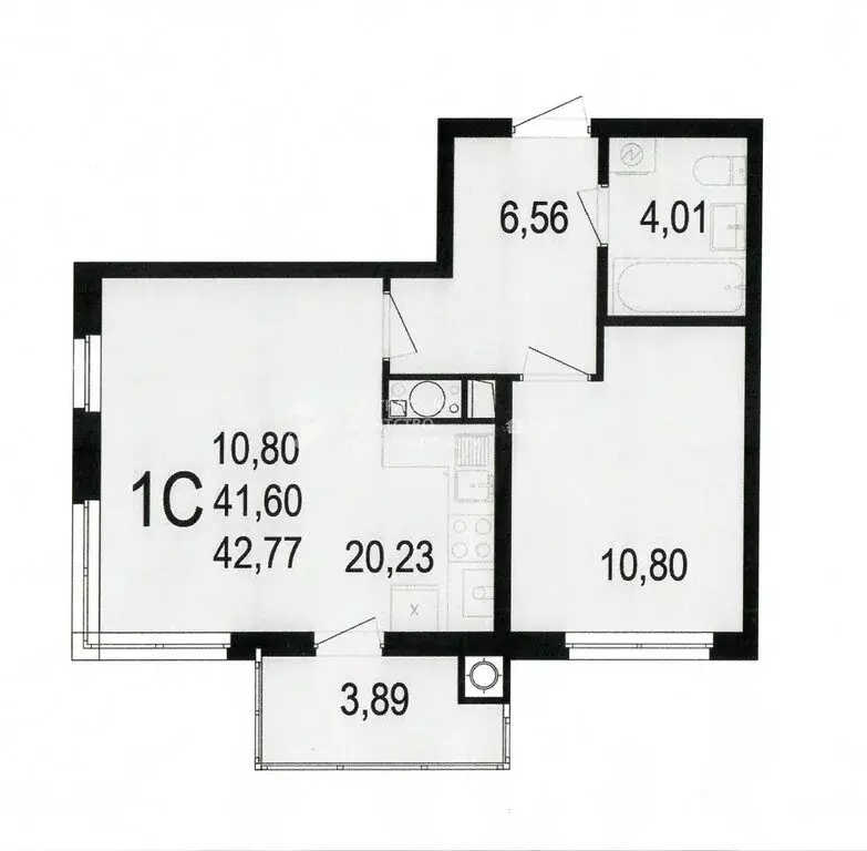 1-комнатная квартира: Дядьково, жилой комплекс Правый Берег (42.77 м) - Фото 1