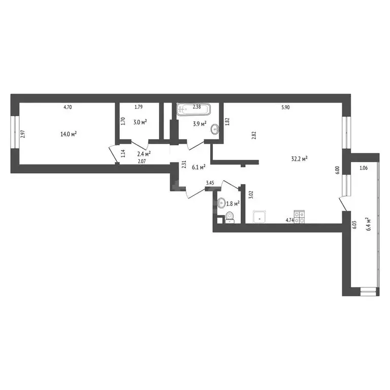2-комнатная квартира: Тюмень, Магаданская улица, 5 (64.3 м) - Фото 1