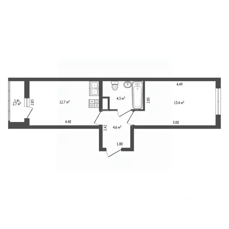 1-к кв. Ленинградская область, Мурино Всеволожский район, ул. ... - Фото 2