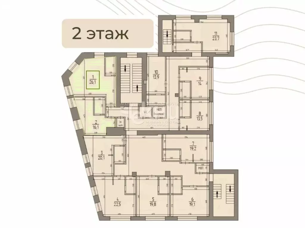 1-комнатная квартира: Нижний Новгород, Алексеевская улица, 24/27 (26.1 ... - Фото 1