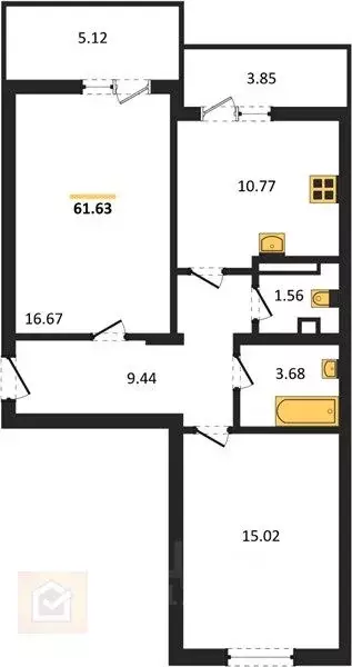 2-к кв. Крым, Евпатория ул. Чапаева, 91 (61.0 м) - Фото 1