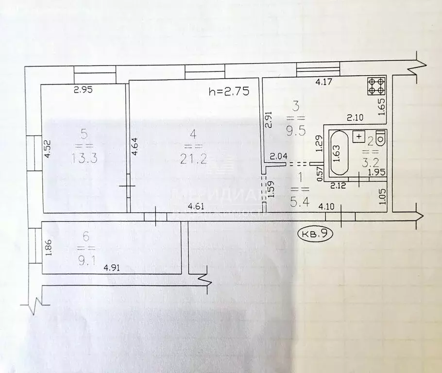 3-комнатная квартира: Бор, улица Вали Котика, 18 (63.2 м) - Фото 0