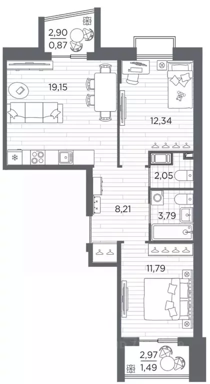 2-к кв. Санкт-Петербург Полюстровский просп., 87 (59.69 м) - Фото 1