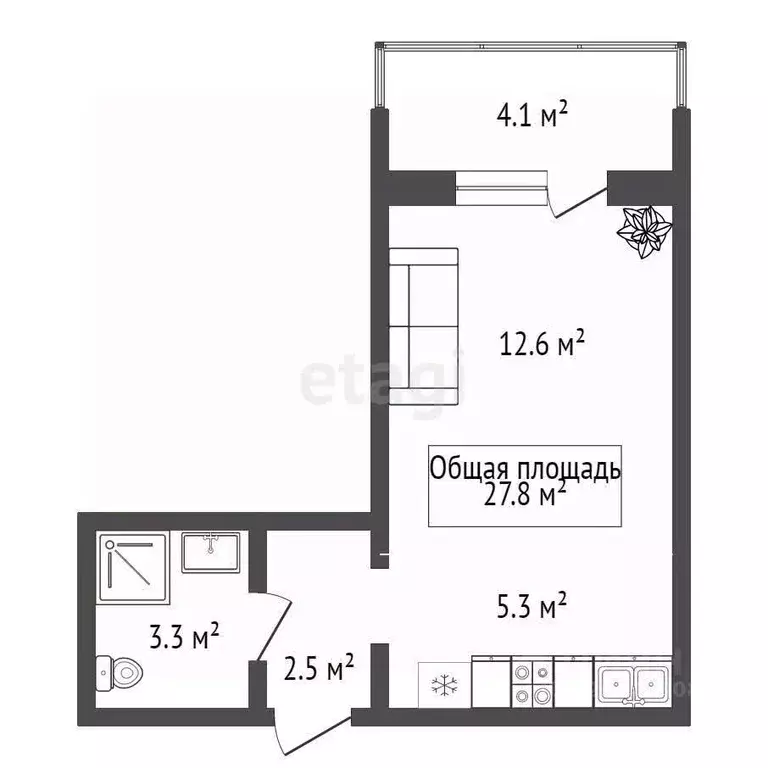 Студия Новосибирская область, Новосибирск ул. Связистов, 162/2 (27.8 ... - Фото 2
