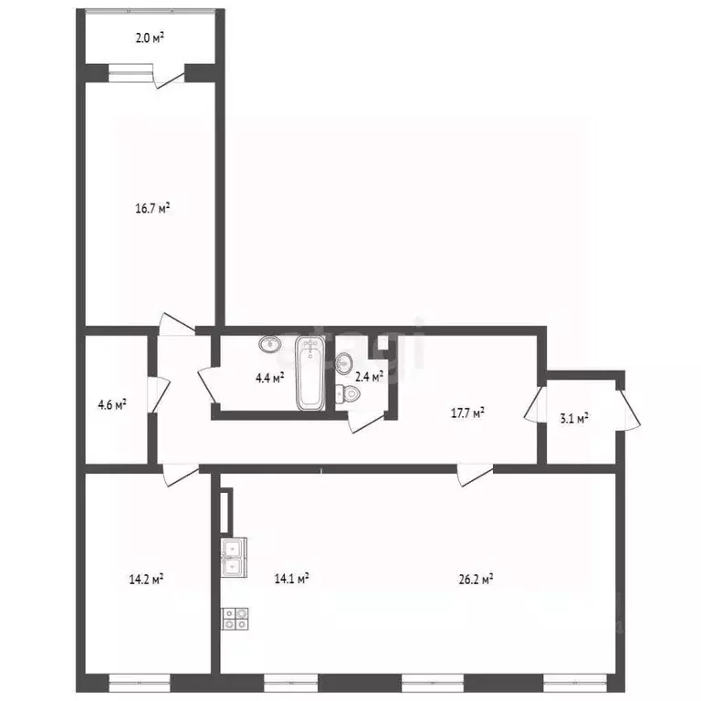 2-к кв. Нижегородская область, Нижний Новгород Казанское ш., 14 (102.0 ... - Фото 2
