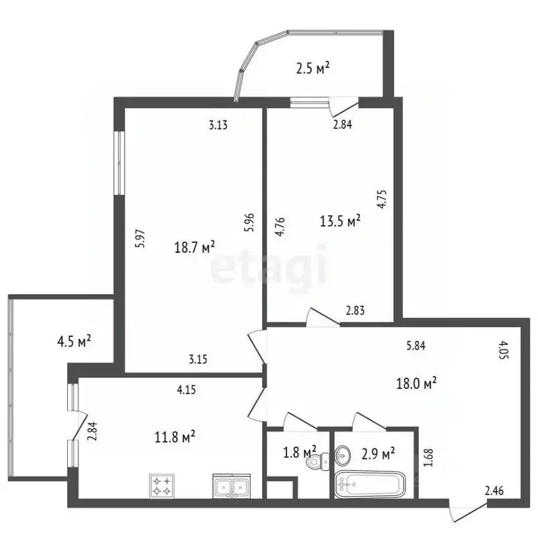 2-к кв. Санкт-Петербург просп. Художников, 33к4 (66.7 м) - Фото 2