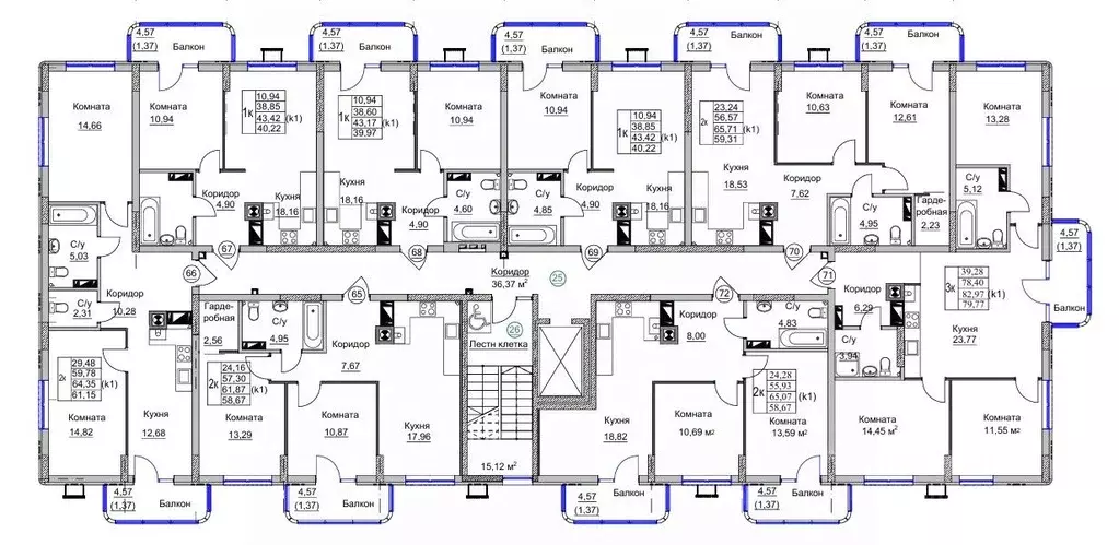 2-к кв. Калининградская область, Калининград Теодор Кроне жилой ... - Фото 2