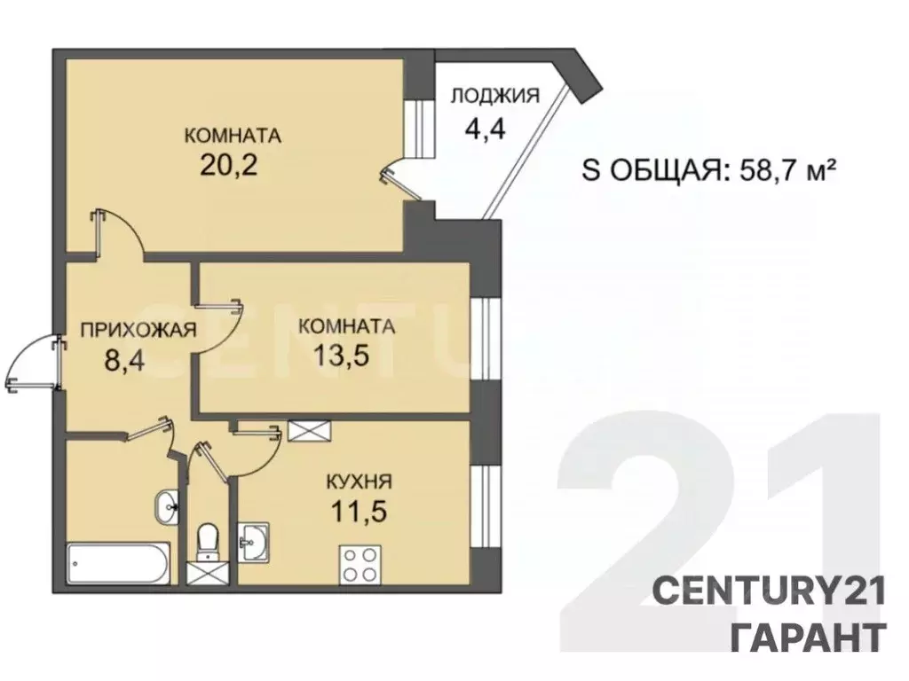 2-к кв. Санкт-Петербург ул. Ленсовета, 90 (58.7 м) - Фото 1