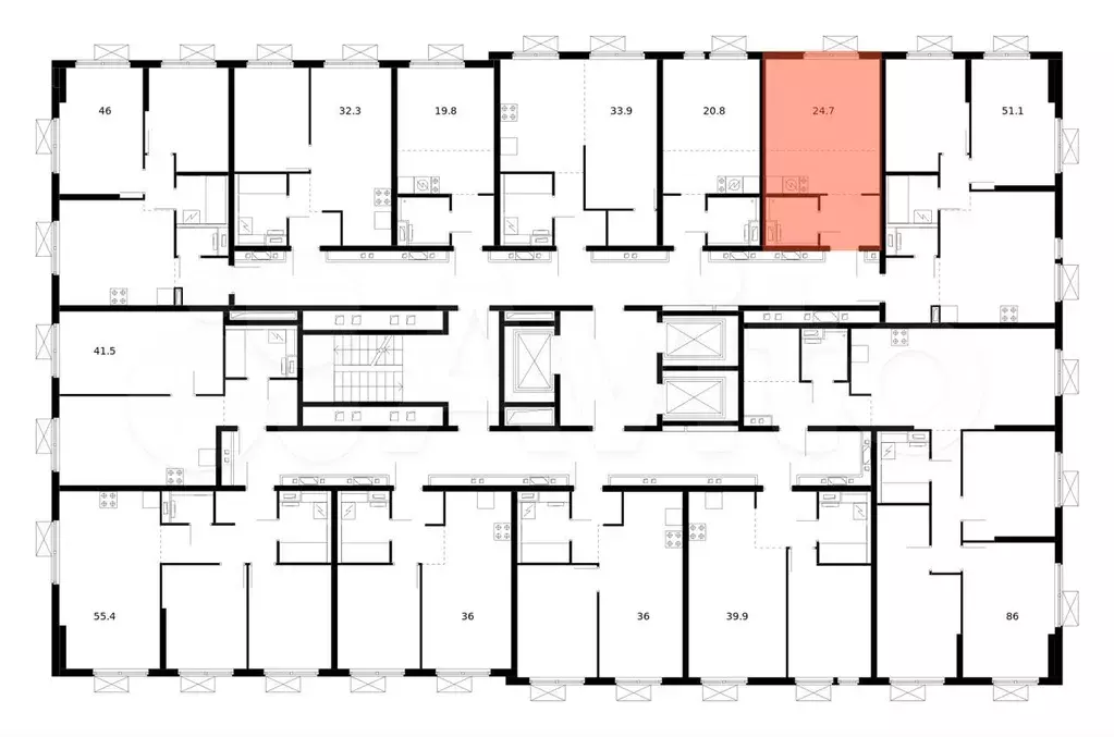 Квартира-студия, 24,7 м, 21/25 эт. - Фото 1