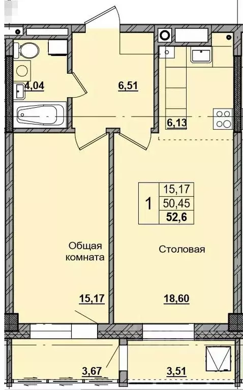 1-к кв. Саха (Якутия), Якутск ул. Красильникова, 5 (52.6 м) - Фото 0