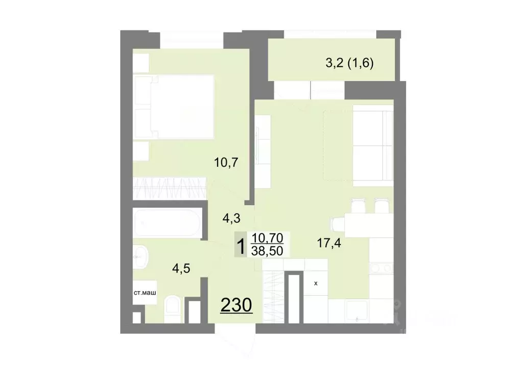 1-к кв. Свердловская область, Екатеринбург ул. Металлургов, 63/3 (38.5 ... - Фото 0