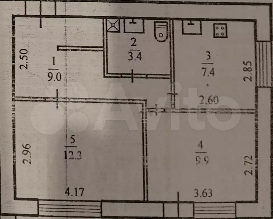 2-к. квартира, 42 м, 2/3 эт. - Фото 0