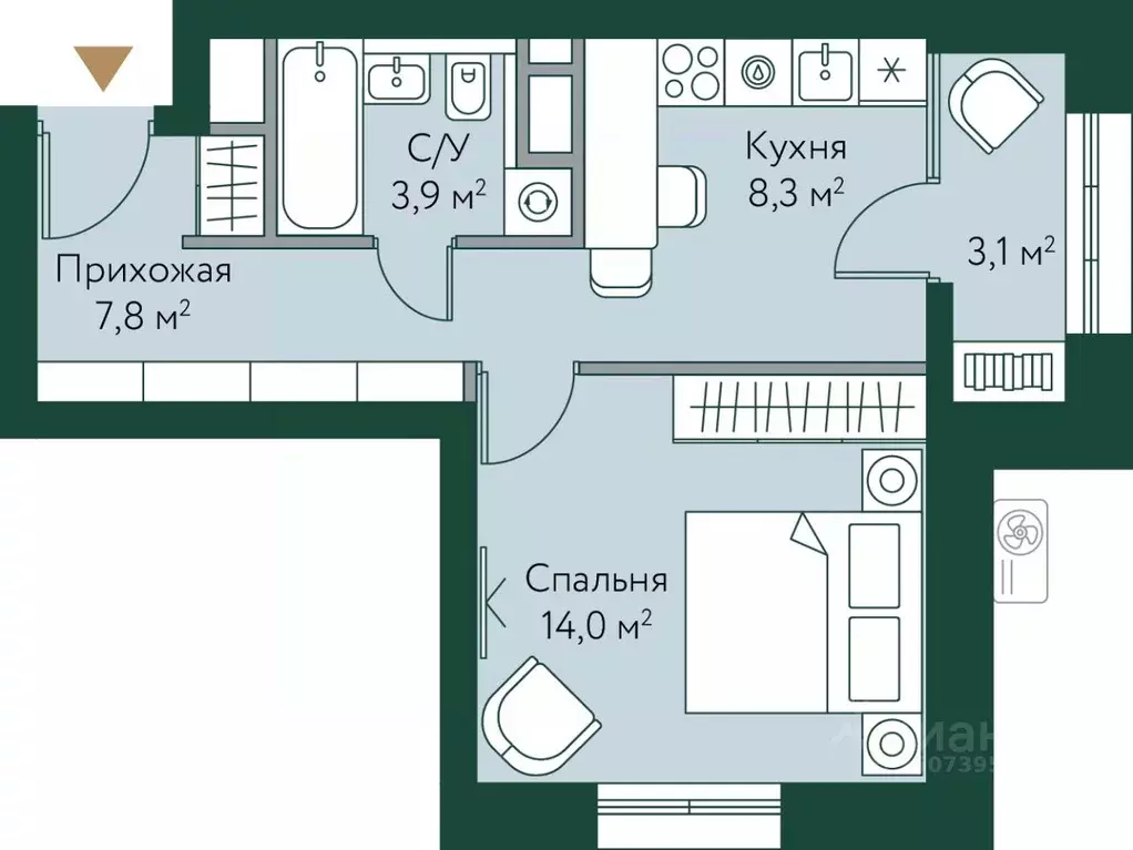 1-к кв. Волгоградская область, Волгоград Новосибирская ул., 74с1 (37.1 ... - Фото 0