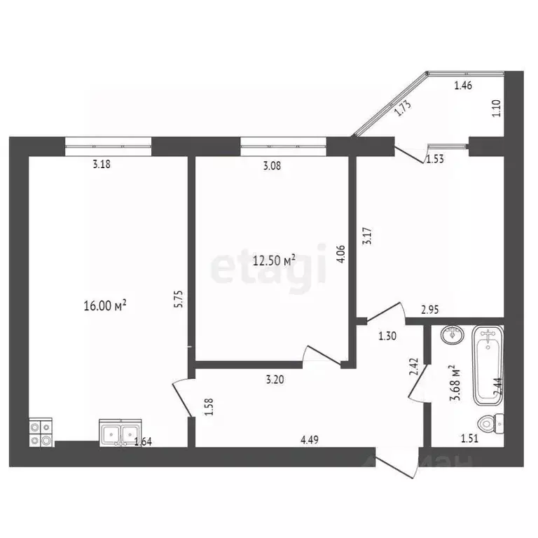 2-к кв. Оренбургская область, Оренбург Карачи мкр, ул. Ямашева, 6 ... - Фото 1